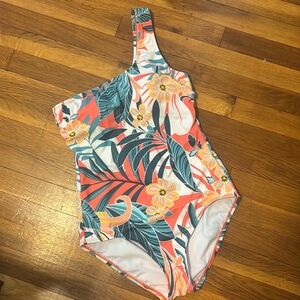 Jantzen Rainforest Floral One-Shoulder Swimsuit Bathing Suit